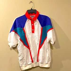 Vintage Susan Christopher California Polyester Color Block Collared Shirt Large